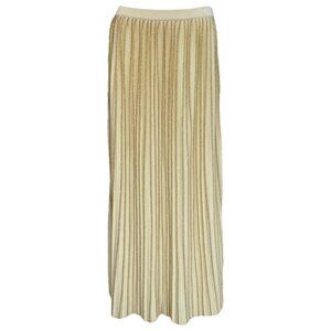 Gucci, maxi pleated skirt in cream wool and gold lurex | Size: S